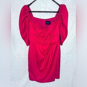 Hot pink/ fuscia mini dress with corset bodice and boning